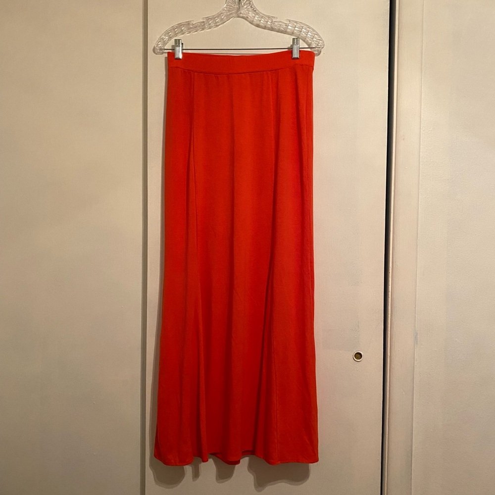 The Limited Vibrant Orange  Long Straight Flare Maxi Skirt w/Elastic Waistband